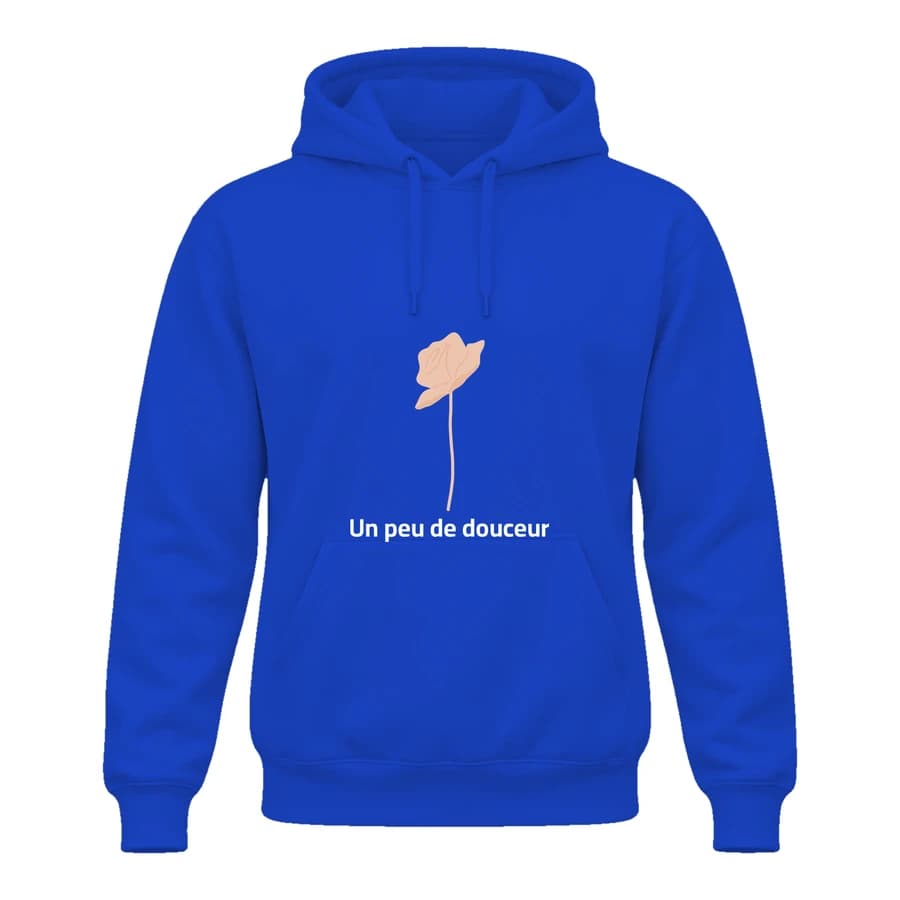 Hoodie — Feuille rosée — Devant — Bleu