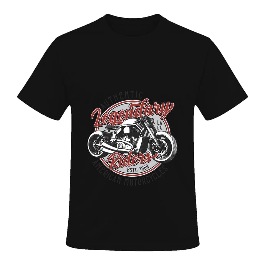 T-shirt — Moto custom · Virée urbaine — Devant — Noir