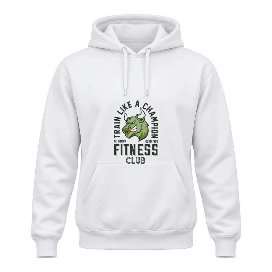 Hoodie — Fitness · Passion fitness — Devant — Blanc